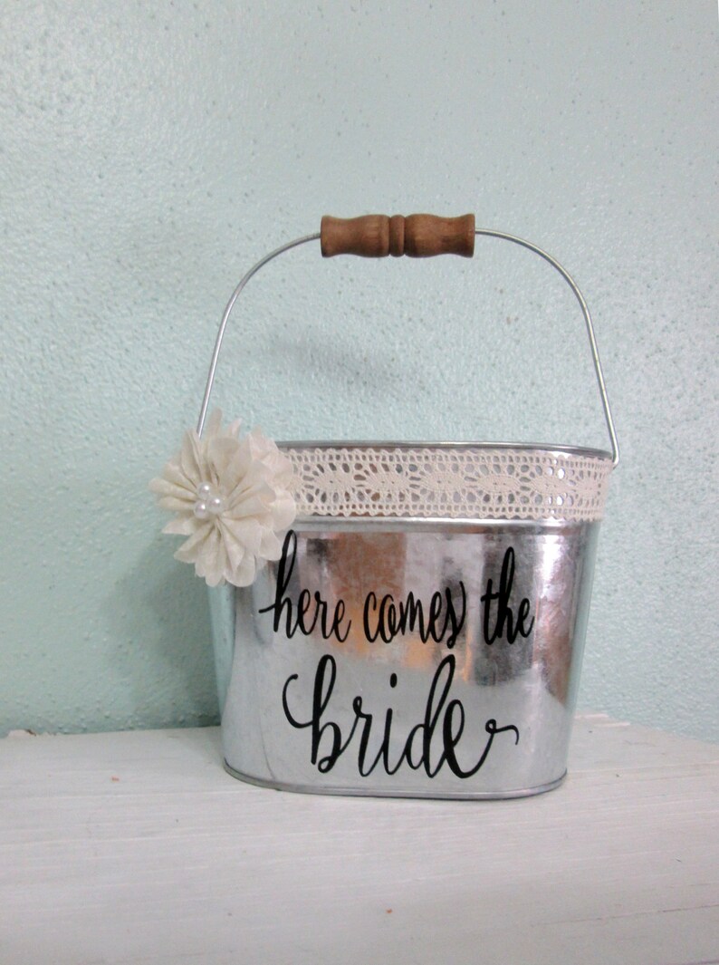 here comes the bride flower basket