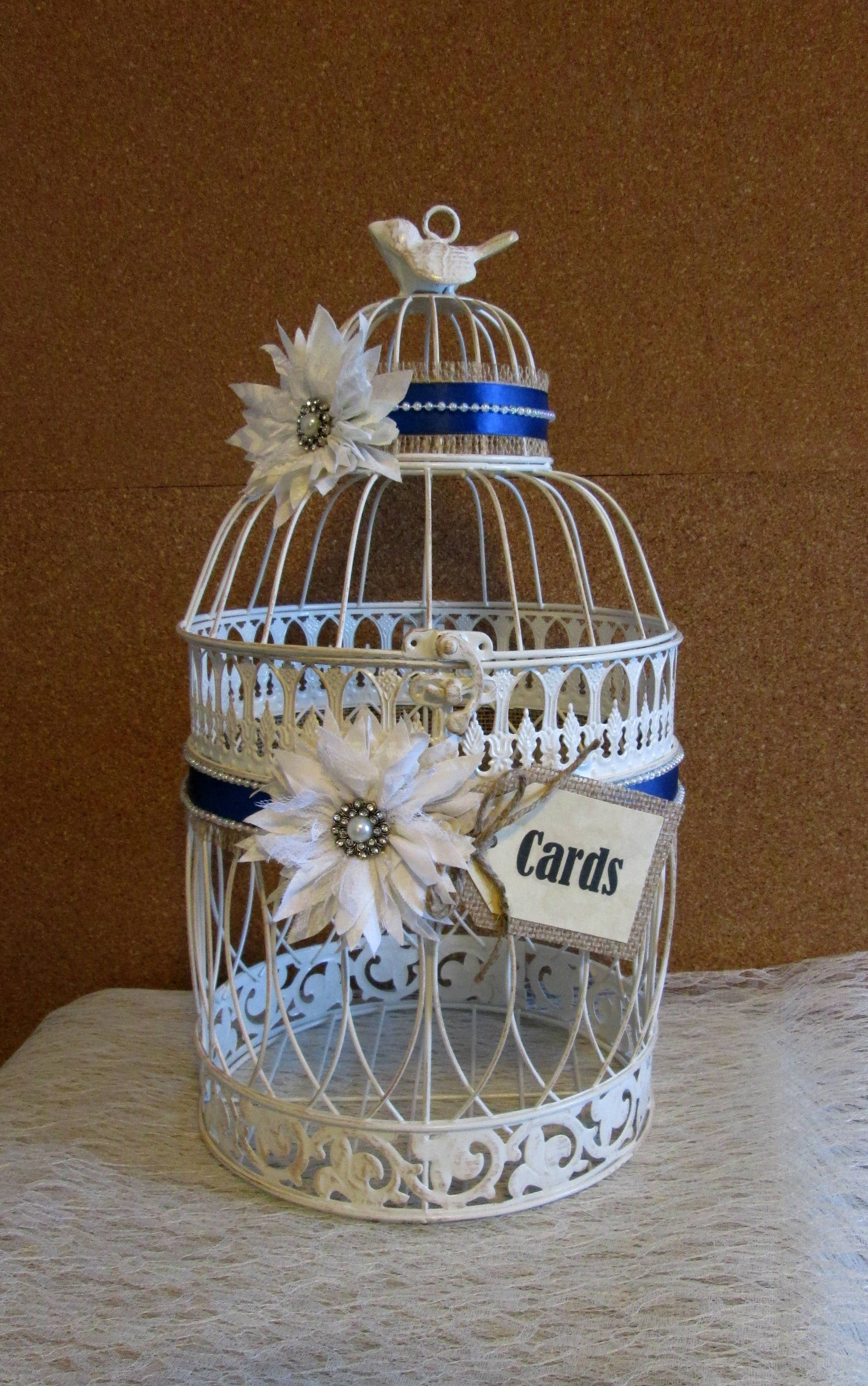 Wedding Card Holder Wedding Bird Cage Card Box Navy Card Etsy