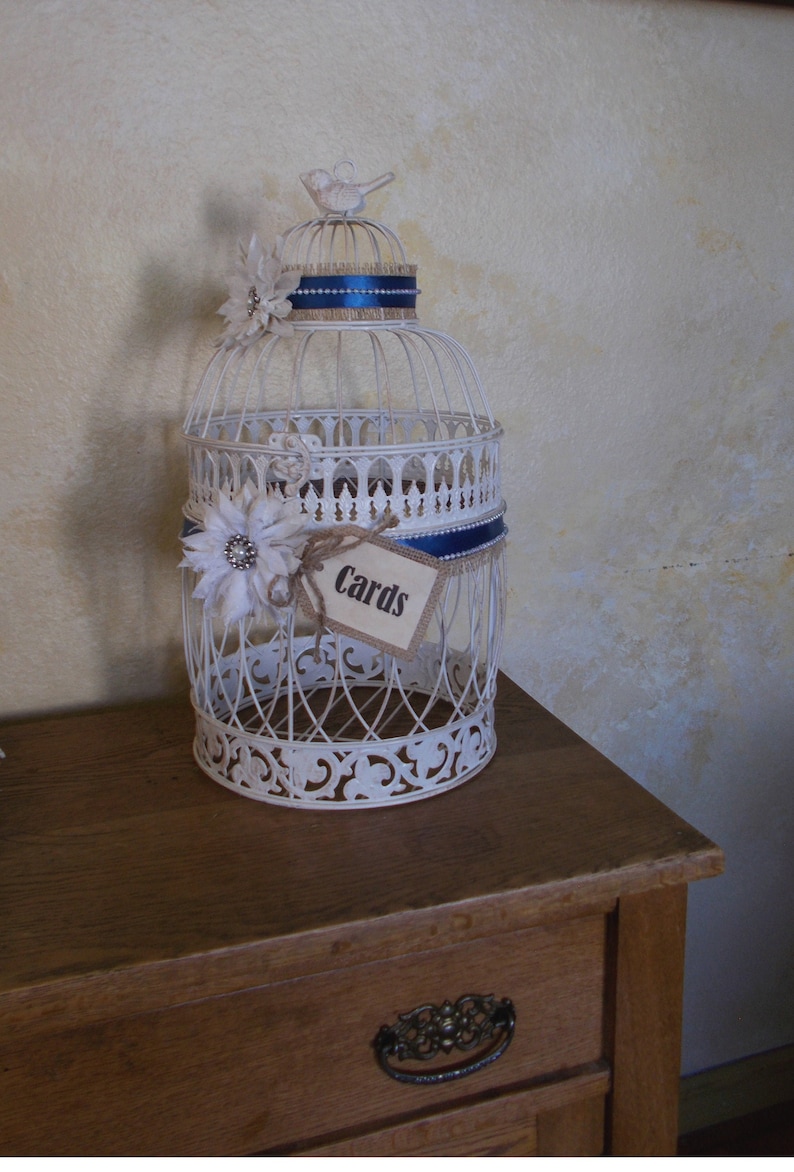 Wedding Card Holder Wedding Bird Cage Card Box Navy Card Etsy