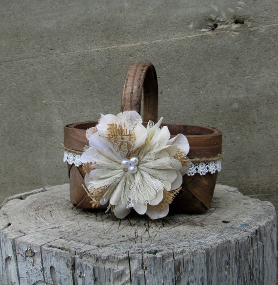 Flower Girl Basket Rustic Wedding decor Rustic Flower Girl basket