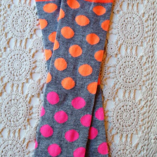 Neon Orange and Pink Polkadot Ruffled Baby Leg Warmers