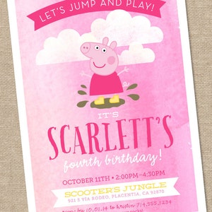 Digital Peppa Pig Birthday Invitation // muddy puddle // - 5x7 Printable