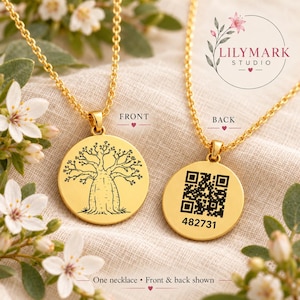Personalisierte Baobab-Halskette mit QR-Code-Fotoalbum