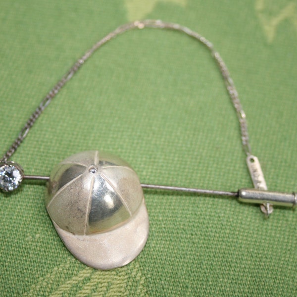 Hallmarked Silver Jockey or Hunt Cap Tie Pin by Uno A Erre