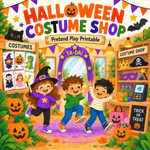 Halloweenkostymbutik Dramatisk lek utskrivbar | Förskolelek och klädsel