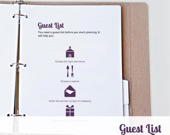 printable wedding guest list printable wedding planner etsy