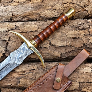 Handmade Damascus Steel Viking Sword, Rosewood Handle, Norse Warrior Sword, Medieval Sword, Fantasy Collector Gift, Anniversary Gift for Him