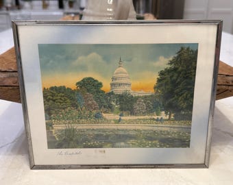 Vintage Washington DC Capitol Framed Print – 10x8 PRIMESCO Metal Frame