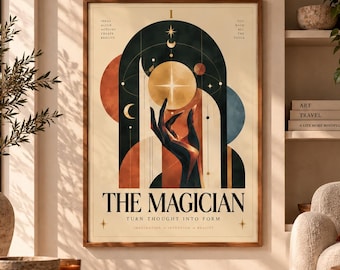 The Magician Tarot Print: Modern Celestial Poster, Sacred Symbolism Art