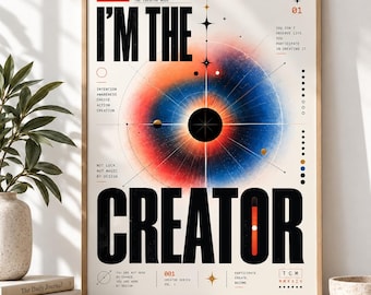 Growth Mindset Print, I'm the Creator Motivational Poster, Manifestation Typography Wall Art, Editorial Print