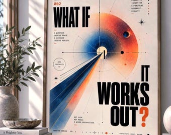 What If It Works Out? Motivational Poster | Retro Futuristic Wall Art | Typography Art Print
