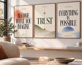 Motivational Wall Art Set | Growth Mindset Poster | Modern Typography Art Print