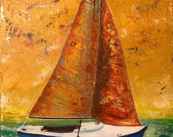 HOLD for Bt - ORiGiNAL 9” x 12” “COME SAiL AWAY” - Acrylic on canvas 9” X 12" (ref# 20- 1240)