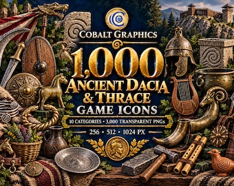 Ancient Dacia and Thrace Game Icons, 1000 Designs, RPG Inventory and Crafting PNG Bundle