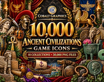 10,000 Ancient Civilizations Game Icons Bundle, RPG Inventory PNGs, Rome Greece Egypt & More
