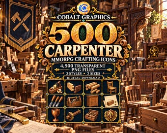 500 Carpenter Icons PNG, Fantasy RPG Woodworking Tools, Furniture, Materials and Crafting Supplies