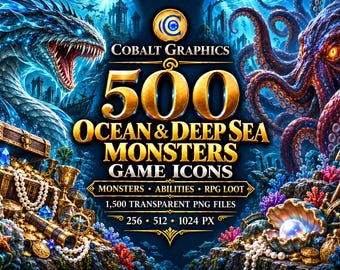 Ocean & Deep Sea Monsters Game Icons | 500 | Monsters, Abilities and RPG Loot PNG