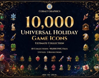 Holiday Game UI Icons Ultimate Bundle: 10,000 Designs, 10 Seasonal Collections