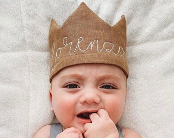 Linen Crowns for Kids, Birthday Party Hats & Crowns, Birthday Hat, Boys 1st Birthday Party Crown, Personalized Party Hat for First Birthday