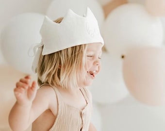 Party Hats & Crowns, First Birthday Crown Neutral, 1st Birthday Hat, Personalized Birthday Crown Toddler, Waldorf Birthday Crown