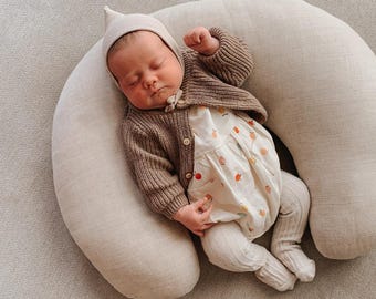 Nursing Pillow Cover Beige Linen Baby Bedding, Gender Neutral Baby