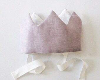 Lavender Adjustable Linen Fabric Crown, Sustainable Natural Kids Toys, Dress Up Princess Birthday Purple Crown for Her, Photoshoot Prop