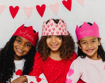 Galentine Gang Personalized Crown, Red Party Hats & Crowns, Galentines Day Gifts, Pink Party Hats, Personalized Gifts for Kids