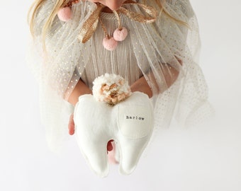 Tooth Fairy Pillow, Loose Tooth Holder, Personalized Tooth Fairy Pillow, Tooth Fairy Pillow Girl, Tooth Fairy Door Hanger,  Name Keepsake