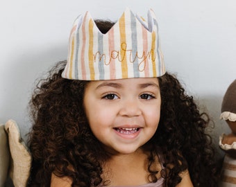 Striped Birthday Crown, First Birthday Crown, Personalized Name Crown, Custom Kids Crown, Birthday Crown for boys, Cake Smash Hat