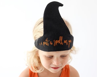 Kids Witch Hat, Kids Halloween Headband, Halloween Embroidery Designs, Felt Witch Hat, Girls Witch Costume, Witch Crown, Classic Witch Hat