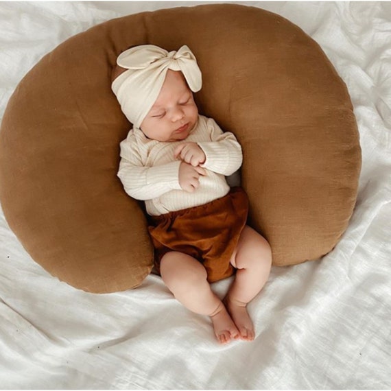 Feeding Pillow Cover in Rust, Linen Nursing Pillow Cover, Newborn