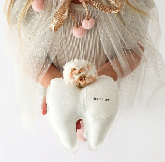Tooth Fairy Pillow for Kids Tooth Fairy Box, Personalized Pillow for Tooth Fairy Door Hanger, Tooth Baby Keepsake, Milk Tooth Zahnfee