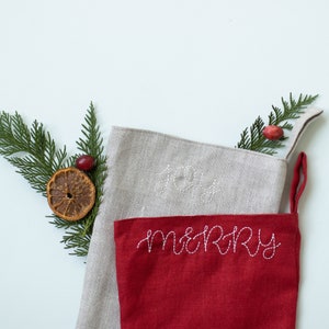Embroidered Stocking, Christmas Stockings Personalized, Custom Stockings, Xmas Stocking, Linen Christmas Stockings, Family Stocking