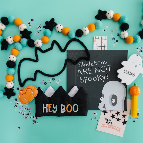 Halloween Headband for Baby, Hey Boo Basket Halloween Gift Box, Halloween Birthday Crown, Halloween Party Hats and Crowns for Kids