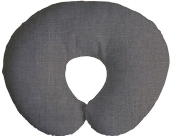 Gray Linen Nursing Pillow Cover - Handmade in USA
