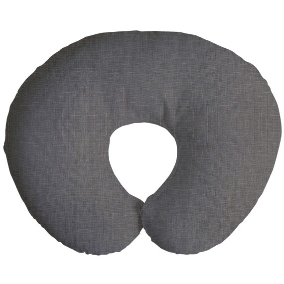 Gray Linen Nursing Pillow Cover - Handmade in USA