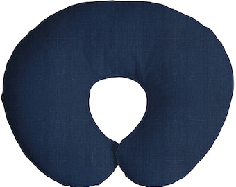 Linen Nursing Pillow Cover in Navy Blue