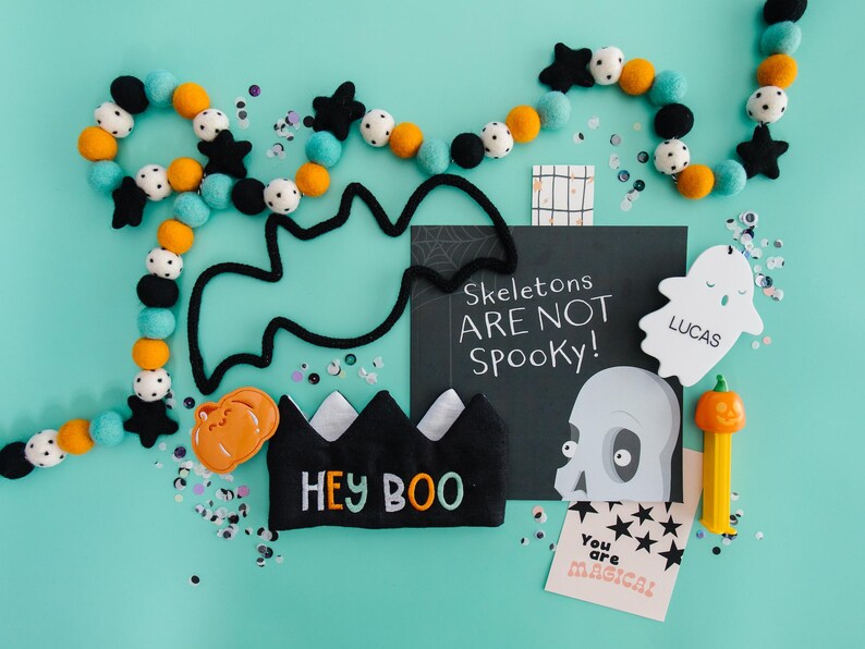 Halloween Headband for Baby, Hey Boo Basket Halloween Gift Box, Halloween Birthday Crown, Halloween Party Hats and Crowns for Kids