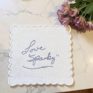 Handwritten Handkerchief for Wedding, Memorial Wedding Handkerchief from Grandparents in Heaven, Custom Embroidered Hanky for Daughter Bride