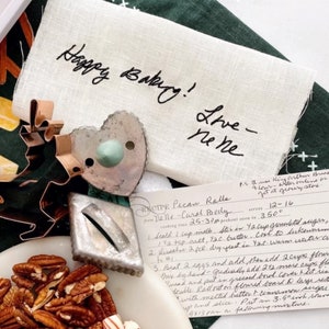 Remembrance Gift, Memory Gift Handwriting, Custom Embroidered Handwriting Tea Towel, Flour Sack White Towel Family Heirloom Keepsake image 7