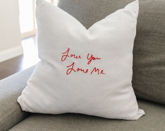 Custom Embroidered Handwriting Pillow Cover, Actual Handwriting Personalized Pillow, Loved Ones Handwriting Memorial Gift, Stitched Keepsake