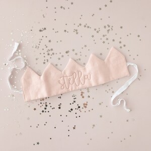 pink linen birthday crown for girls