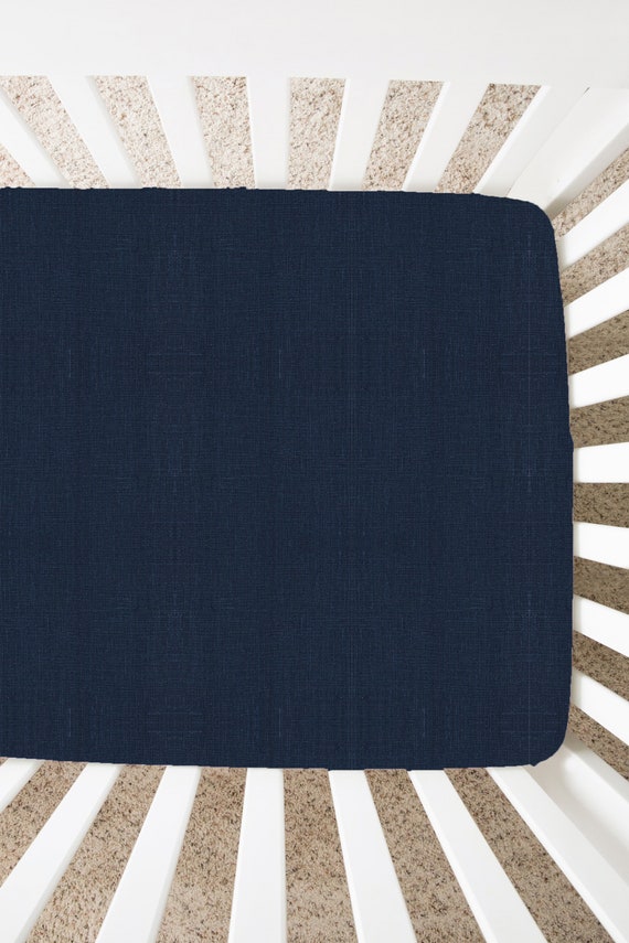 Navy Blue Linen Fitted Crib Sheet Etsy