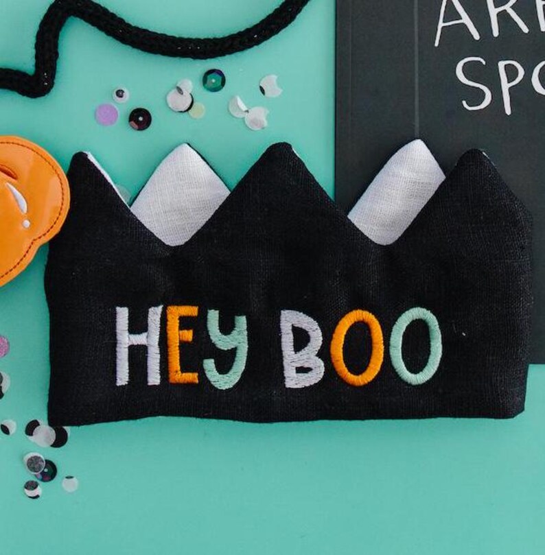 Halloween Headband for Baby, Hey Boo Basket Halloween Gift Box, Halloween Birthday Crown, Halloween Party Hats and Crowns for Kids