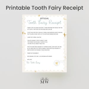 Tooth Fairy Letter Gift for Kid, First Lost Tooth Certificate, Tooth Fairy Receipt Printable, Tooth Fairy Note Printable, Tooth Keepsake