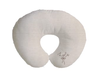 Funda de almohada de lactancia con monograma: ropa de cama de lino para bebé con lazo