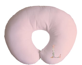 Personalized Floral Baby Name Nursing Pillow Cover: Embroidered Linen