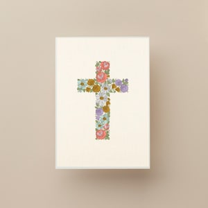 Personalized Baptism Gift for Baby Girl, Pastel Cross Wall Art for Baby, Custom Name Floral Cross Wall Art, Cross for Wall Girl Nursery Art
