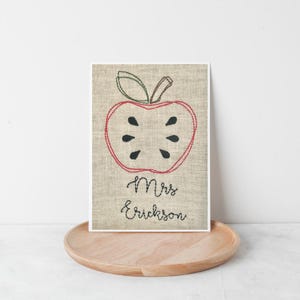 Carte de remerciement pour professeur personnalisée, cadeaux pour professeur personnalisés, carte de remerciement brodée pour professeur, oeuvre d'art personnalisée pour bureau
