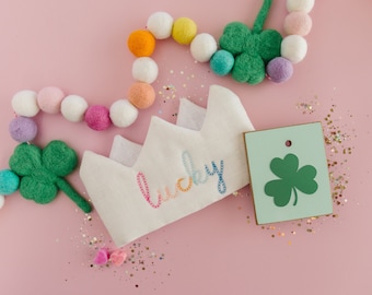 Lucky Birthday Theme, March Birthday Crown Kids, St. Patrick's Day Hat for Kids, Lucky Rainbow Party Decor, First Birthday Crown Headband